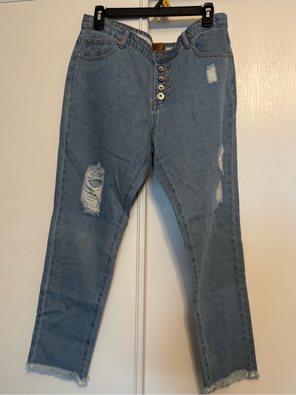 POL Button-Front Distressed Light Blue Women's Jeans NWOT - Picture 9 of 11